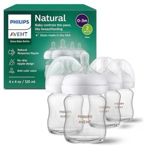 Philips Avent Natural Glass Baby Bottles w/Natural Response Nipples SEALED BOX